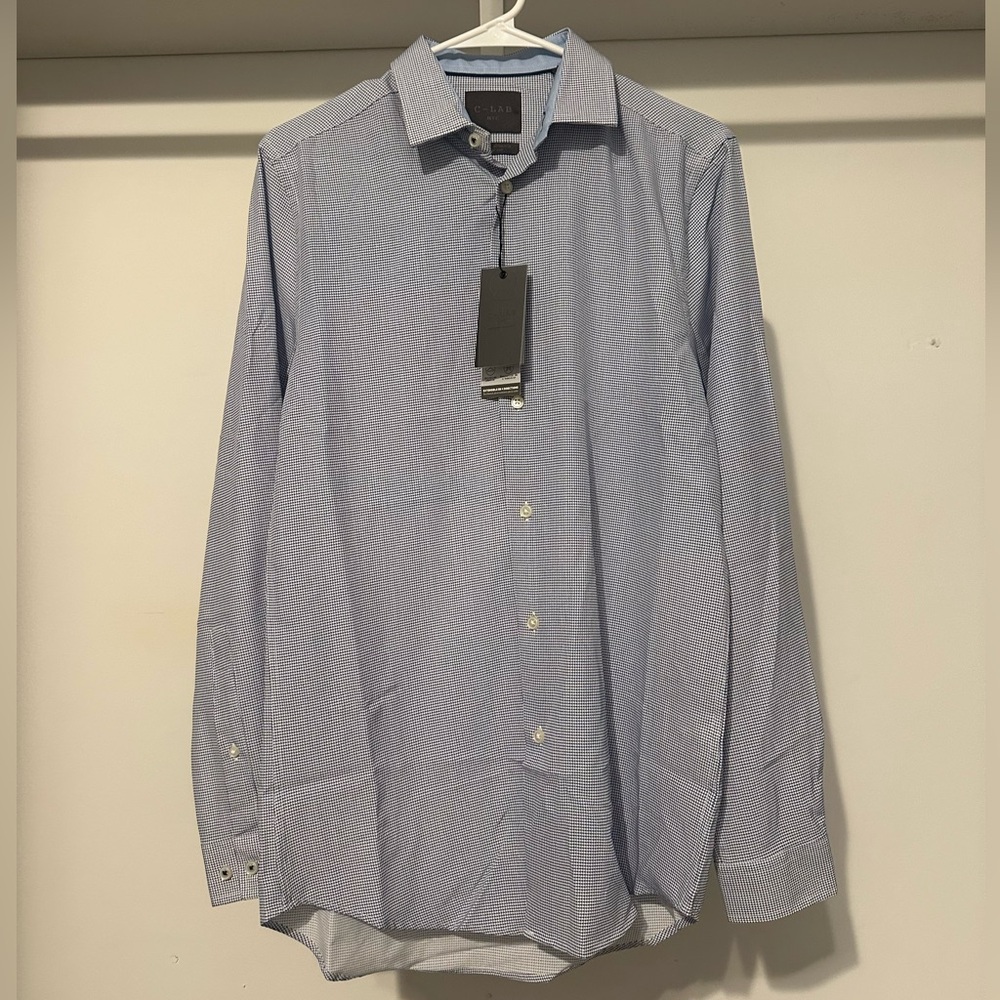 Men's C - LAB NYC - Blue Checkered Dress Shirt. BRAND NEW!!